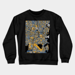 St. Petersburg Map Pattern in Blue & Gold Crewneck Sweatshirt